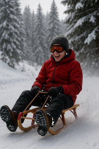 Course de luge sur le front de neige du Queyrelet !