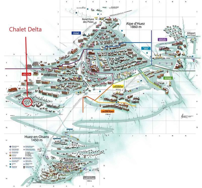 Ski verhuur Chalet 5 kamers 8 personen - Chalet Delta 36 - Alpe d'Huez - Kaart