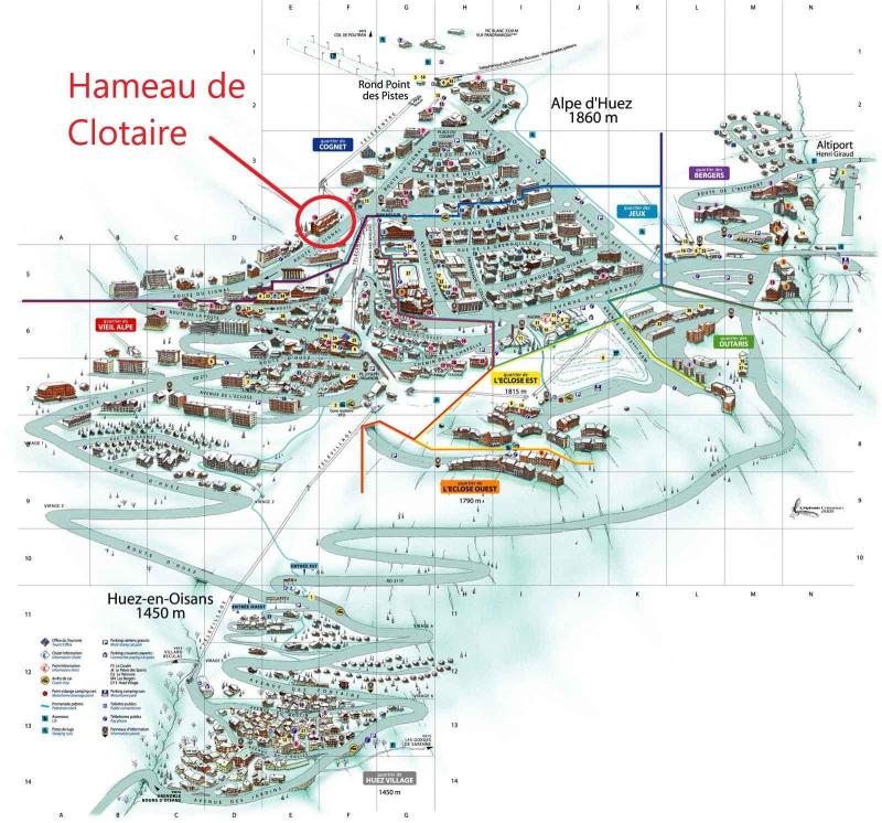 Soggiorno sugli sci Appartamento 4 stanze per 8 persone (B22) - Hameau de Clotaire - Alpe d'Huez - Mappa
