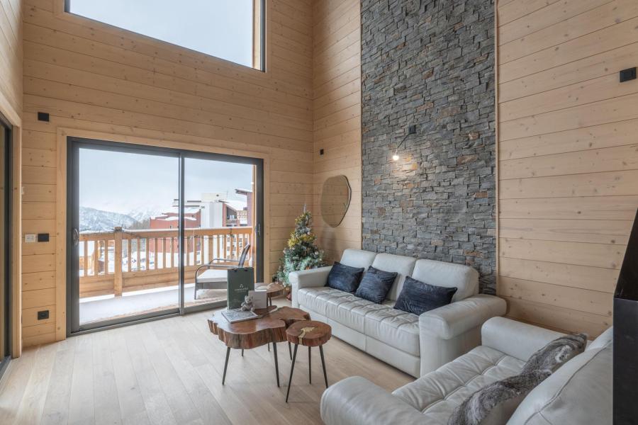 Rent in ski resort 5 room duplex apartment 9 people (A303) - Les Chalets du Golf - Alpe d'Huez - Living room