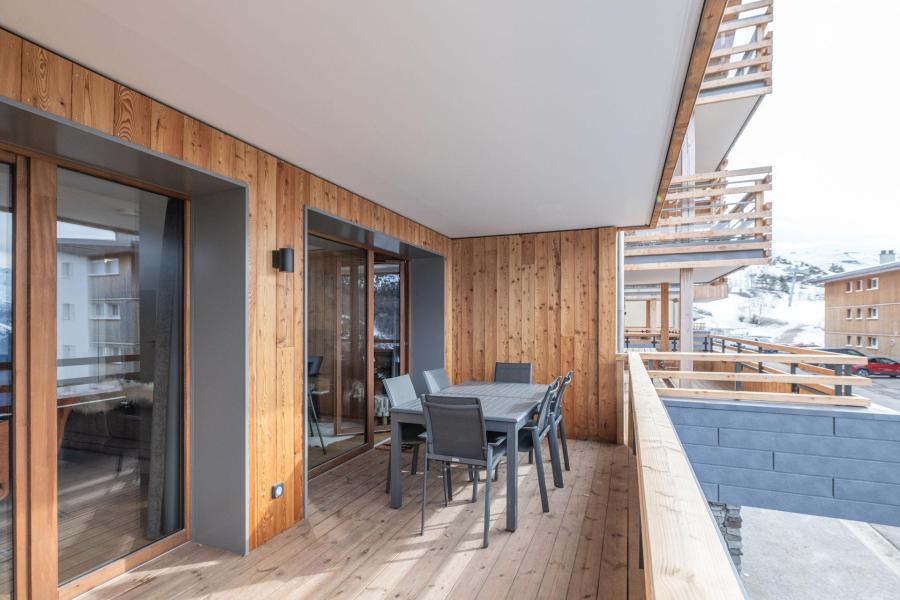 Ski verhuur Appartement 3 kabine kamers 6 personen (D105) - Les Fermes de l'Alpe - D - Alpe d'Huez - Balkon