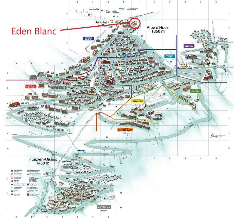 Soggiorno sugli sci Appartamento 5 stanze per 8 persone (A21) - Résidence Eden Blanc - Alpe d'Huez - Mappa