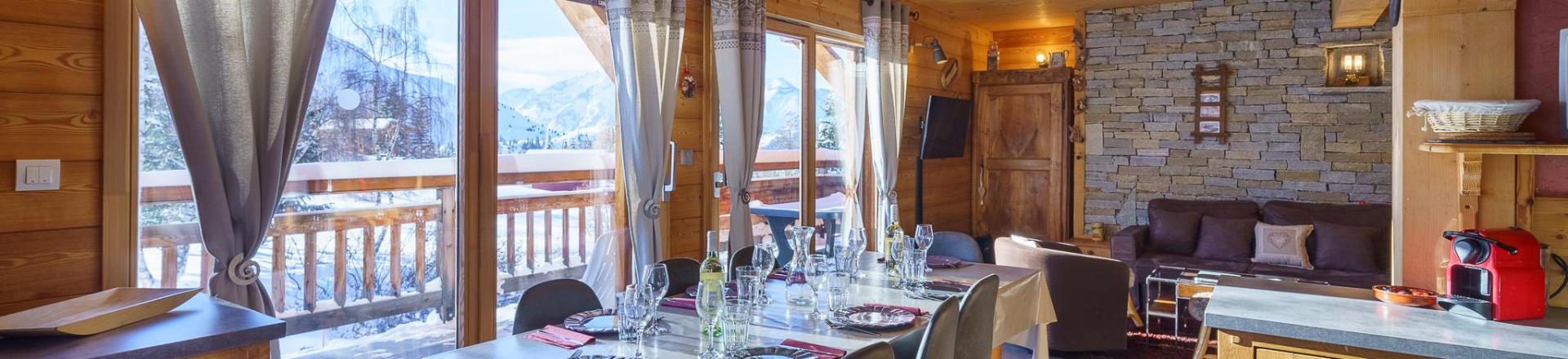 Alquiler al esquí Chalet triplex 5 piezas para 8 personas (Rébèque) - Chalets Les Balcons du Golf - Alpe d'Huez - Comedor