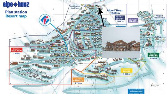 Ski verhuur Chalet 7 kamers 12 personen - Le Chalet Ecureuil - Alpe d'Huez - Kaart