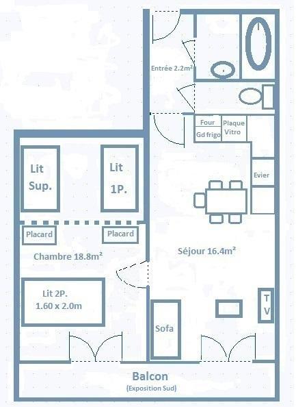 Rent in ski resort 2 room apartment 5 people (632) - La Résidence les Sétives - Aussois - Apartment