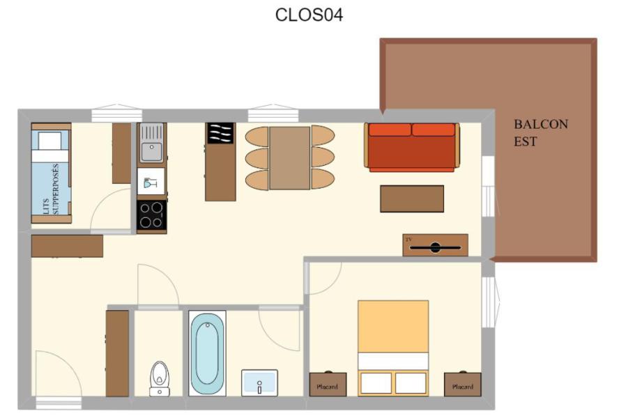 Rent in ski resort 3 room apartment 6 people (04) - Le Clos d'Aussois - Aussois - Plan