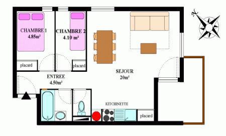 Skiverleih 3-Zimmer-Appartment für 6 Personen (330) - Résidence la Combe II - Aussois - Plan