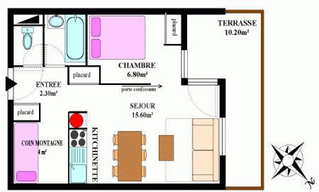 Location au ski Appartement 2 pièces 4 personnes (304) - Résidence la Combe II - Aussois - Plan