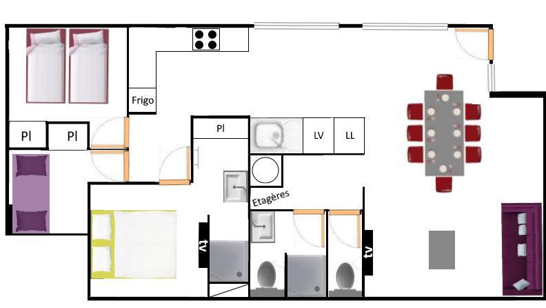 Location au ski Appartement 4 pièces 8 personnes (400) - Résidence la Combe III - Aussois - Plan