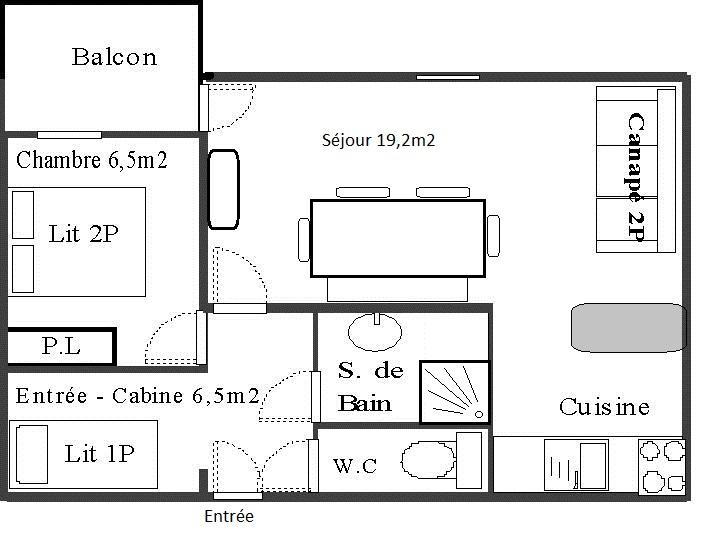 Alquiler al esquí Apartamento 2 piezas para 4 personas (102) - Résidence La Corniche - Aussois - Plano