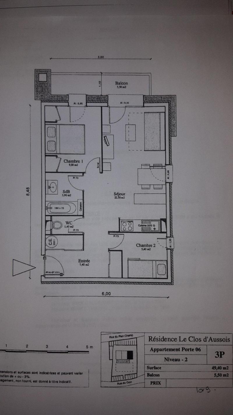 Wynajem na narty Apartament 3 pokojowy 6 osób (CA6) - Résidence le Clos d'Aussois - Aussois - Plan
