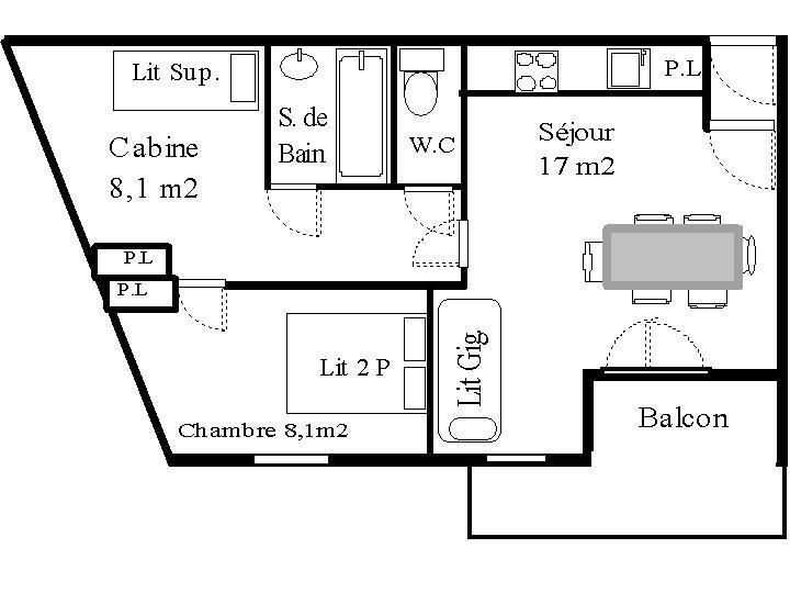 Аренда на лыжном курорте Апартаменты 2 комнат кабин 6 чел. (STS16) - Résidence St Sébastien 1 - Aussois - план