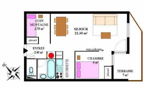 Rent in ski resort Studio cabin 4 people (317) - La Résidence la Combe II - Aussois - Plan