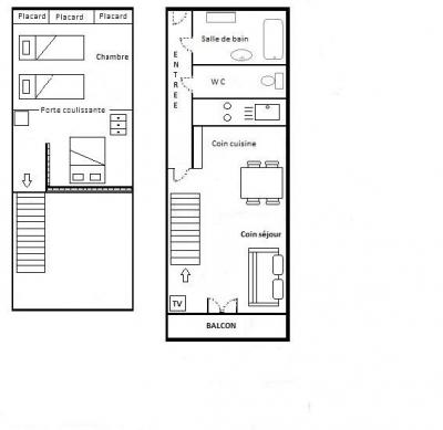 Alquiler al esquí Apartamento 2 piezas mezzanine para 4 personas (640) - La Résidence les Sétives - Aussois - Plano