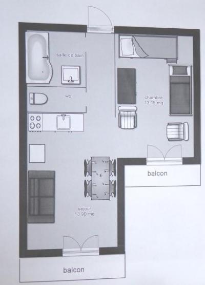 Rent in ski resort Studio cabin 4 people (633) - La Résidence les Sétives - Aussois - Plan