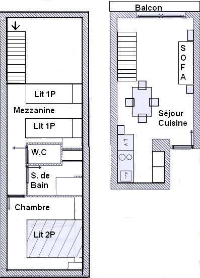 Wynajem na narty Apartament 2 pokojowy z antresolą 4 osoby (683) - La Résidence les Sétives - Aussois - Plan