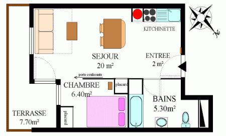 Skiverleih 2-Zimmer-Appartment für 4 Personen (318) - Résidence la Combe II - Aussois - Plan