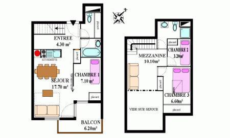 Location au ski Appartement duplex 4 pièces 8 personnes (333) - Résidence la Combe II - Aussois - Plan
