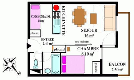 Аренда на лыжном курорте Апартаменты 2 комнат 5 чел. (310) - Résidence la Combe II - Aussois - план