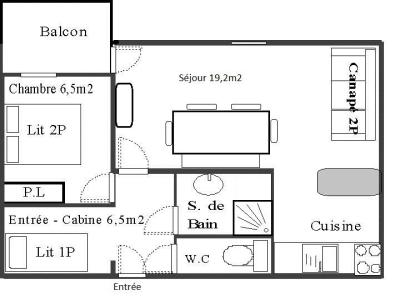 Аренда на лыжном курорте Апартаменты 2 комнат 4 чел. (102) - Résidence La Corniche - Aussois - план