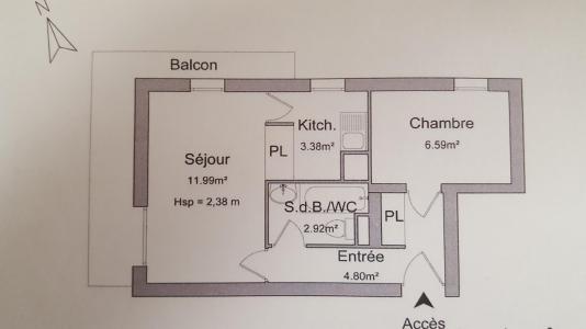 Location au ski Appartement 2 pièces 4 personnes (71) - Résidence Les Fleurs - Aussois - Plan