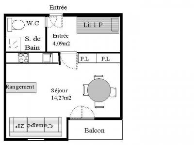 Location au ski Studio coin montagne 3 personnes (STS33) - Résidence St Sébastien 1 - Aussois - Plan