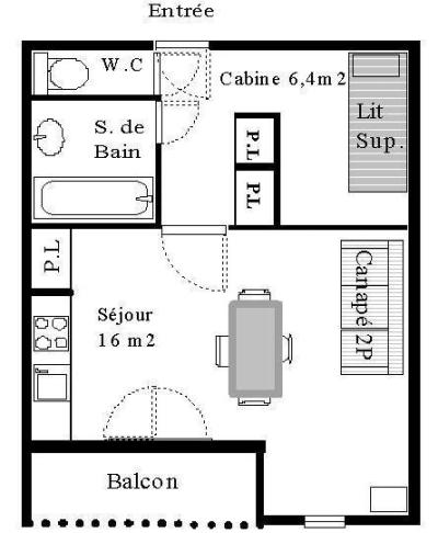 Rent in ski resort Studio sleeping corner 4 people (STS10) - Résidence St Sébastien 2 - Aussois - Apartment