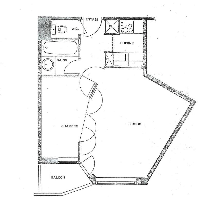 Аренда на лыжном курорте Апартаменты 2 комнат 4 чел. (313) - Fontaines Blanches - Avoriaz - план