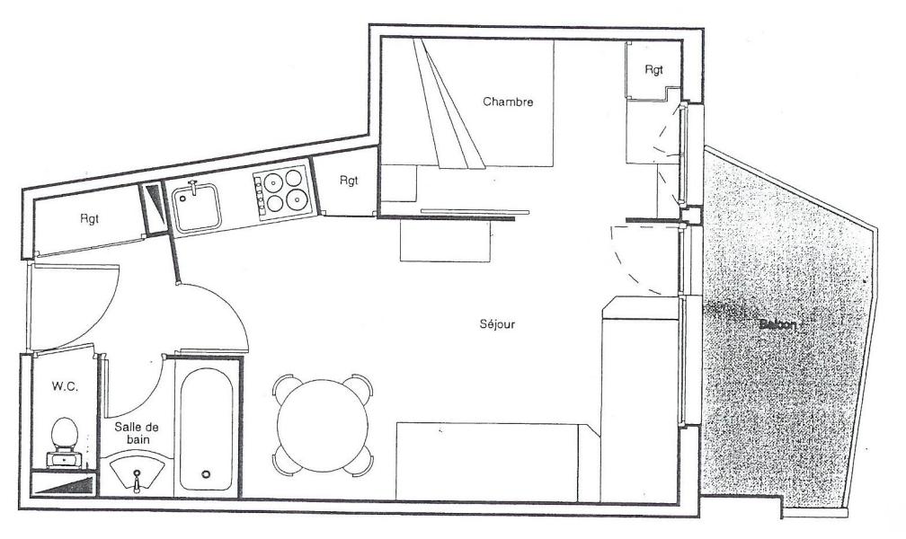 Rent in ski resort 2 room apartment 5 people (604) - Hôtel de la Falaise - Avoriaz - Plan