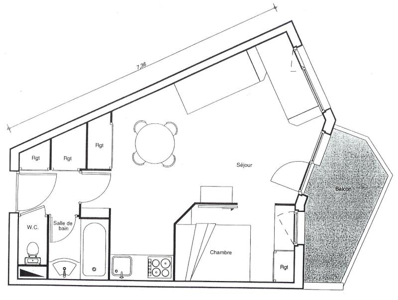 Rent in ski resort 2 room apartment 5 people (503) - Résidence Epicea - Avoriaz - Plan