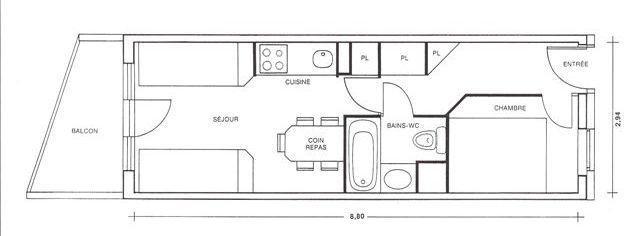 Wynajem na narty Apartament 2 pokojowy 4 osób (681-3306) - Saskia 3 - Avoriaz - Plan