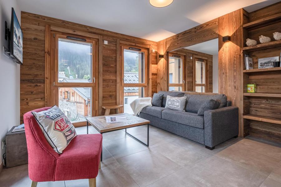 Rent in ski resort 4 room duplex apartment 6 people (HOPE) - Résidence Androsace du Lyret - Chamonix - Living room