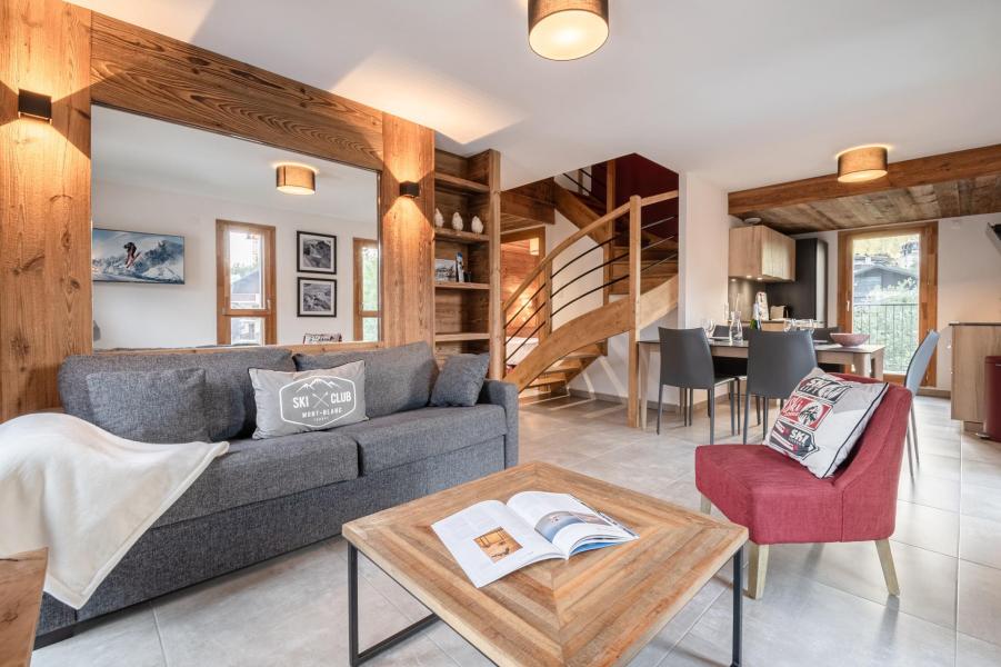 Rent in ski resort 4 room duplex apartment 6 people (HOPE) - Résidence Androsace du Lyret - Chamonix - Living room