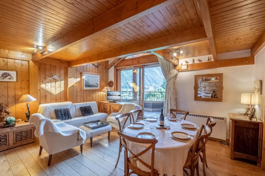 Ski verhuur Appartement 5 kamers 6-8 personen - Résidence les Chalets du Savoy - Orchidée - Chamonix - Woonkamer