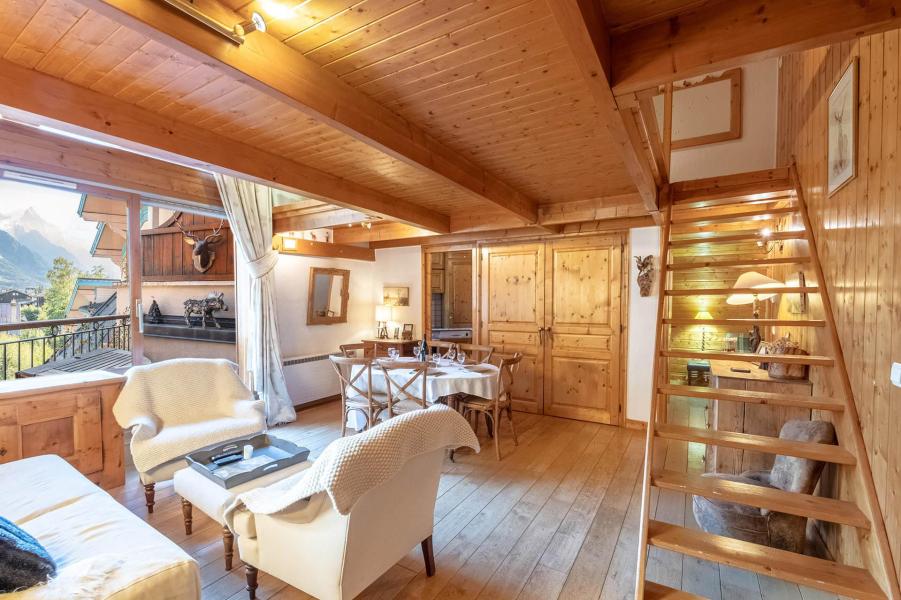 Ski verhuur Appartement 5 kamers 6-8 personen - Résidence les Chalets du Savoy - Orchidée - Chamonix - Woonkamer