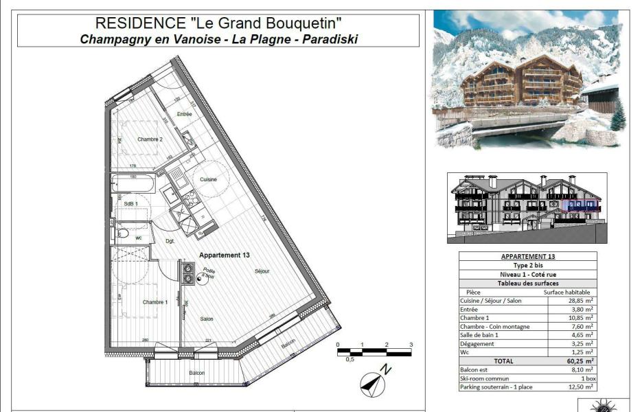 Soggiorno sugli sci Appartamento 2 stanze con cabina per 6 persone (13P) - Résidence le Grand Bouquetin - Champagny-en-Vanoise