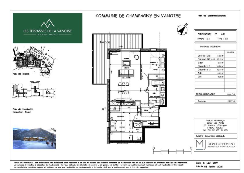 Ski verhuur Appartement 3 kamers 4 personen (A15) - Résidence les Terrasses de la Vanoise - Champagny-en-Vanoise - Kaart
