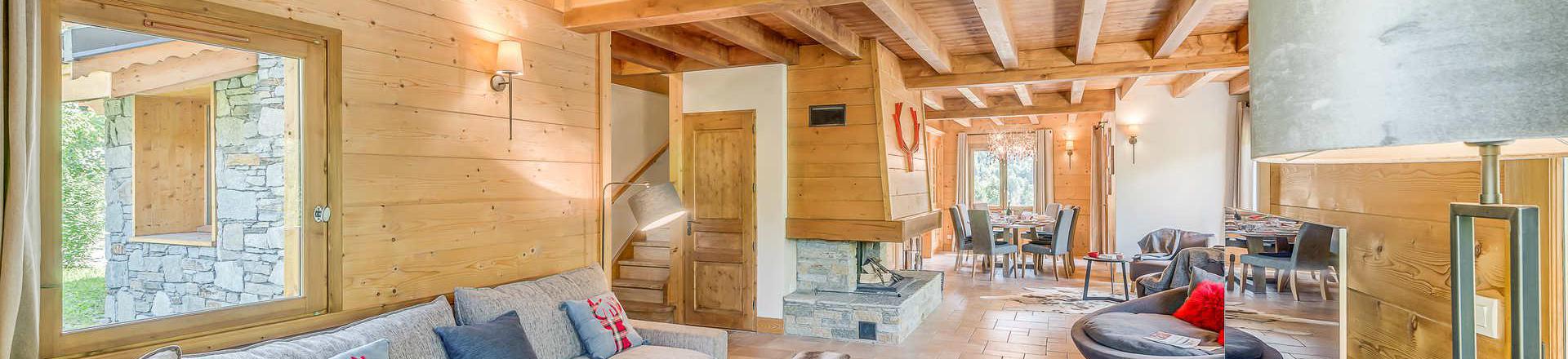 Rent in ski resort 7 room triplex chalet 10-12 people (CH) - Chalet Alideale - Champagny-en-Vanoise - Living room