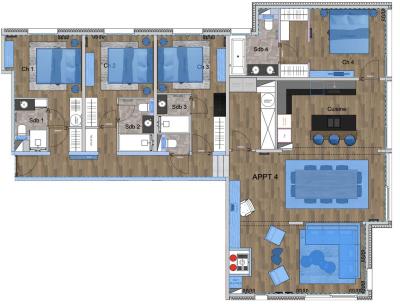 Skiverleih 5-Zimmer-Appartment für 8 Personen (4) - Résidence l'Ancolie - Champagny-en-Vanoise - Plan