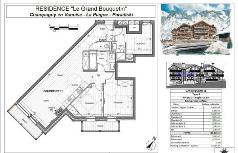 Alquiler al esquí Apartamento 4 piezas para 8 personas (11P) - Résidence le Grand Bouquetin - Champagny-en-Vanoise - Plano