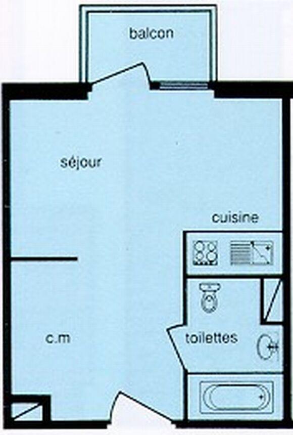 Rent in ski resort Studio sleeping corner 3 people (118) - Résidence l'Edelweiss - Chamrousse - Plan