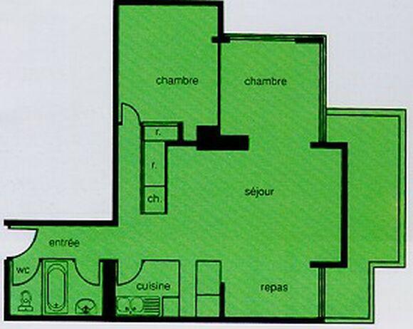 Wynajem na narty Apartament 3 pokojowy 8 osób (103) - Résidence la Croisette - Chamrousse - Plan
