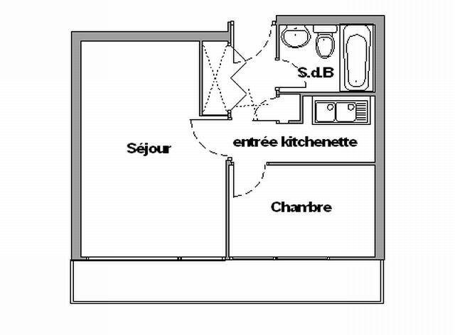 Аренда на лыжном курорте Апартаменты 2 комнат 4 чел. (029) - Résidence la Lauzière - Chamrousse - план