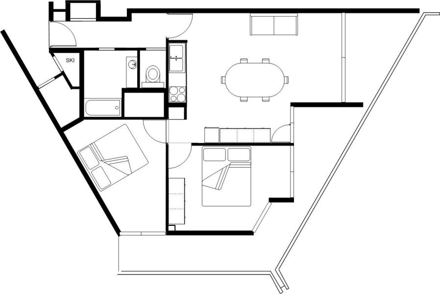 Alquiler al esquí Apartamento 3 piezas para 6 personas (202) - Résidence le Carina - Chamrousse - Plano