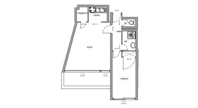 Rent in ski resort 2 room apartment 6 people (201) - Résidence les Arolles - Chamrousse - Plan
