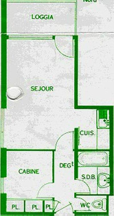 Skiverleih 2-Zimmer-Appartment für 4 Personen (077) - Résidence la Lauzière - Chamrousse - Plan