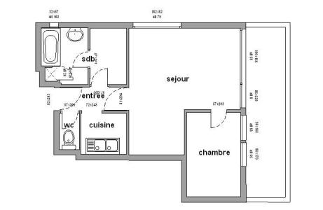 Rent in ski resort 2 room apartment 4 people (308) - Résidence les Carlines - Chamrousse - Plan