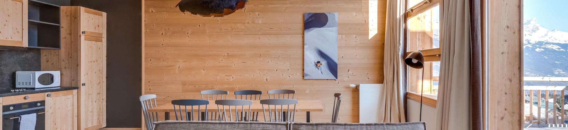 Rent in ski resort Semi-detached 4 room chalet 8 people (triplex) - Résidence les Fermes du Mont Blanc - Combloux - Living room