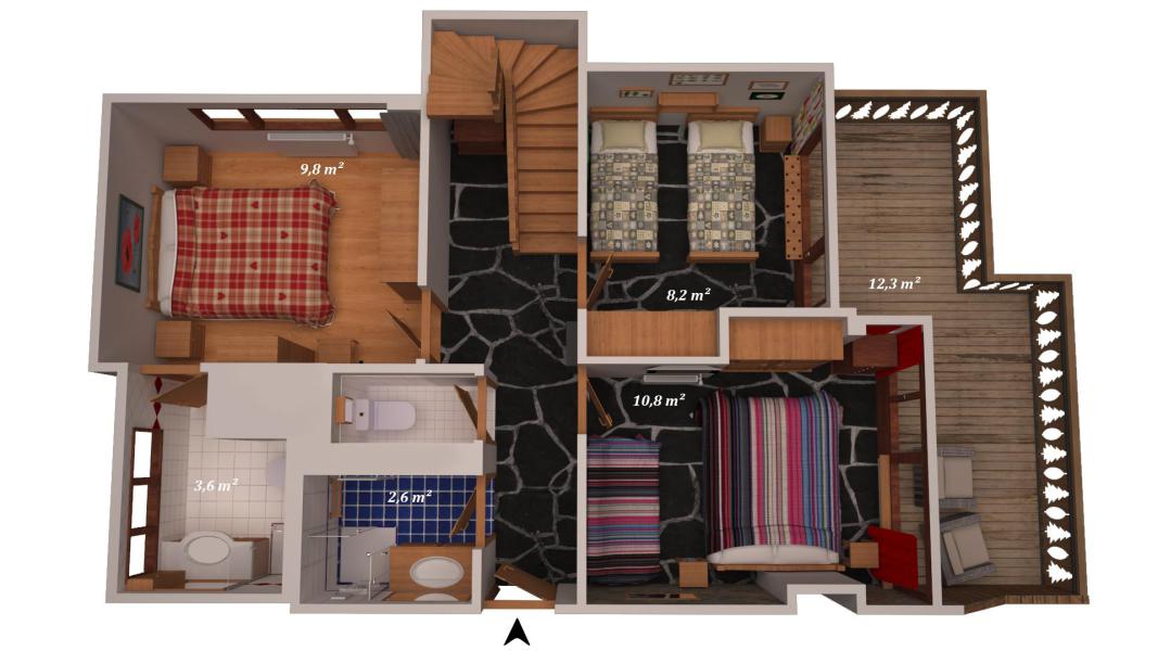 Skiverleih 4-Zimmer-Appartment für 8 Personen (2G) - Chalet du Tétras - Courchevel - Plan