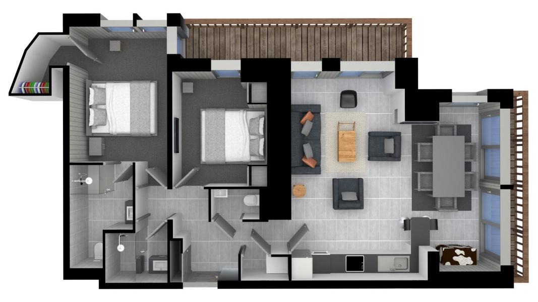 Rent in ski resort 3 room apartment 6 people (SIMMENTAL) - Chalet les 3 Vaches - Courchevel - Plan